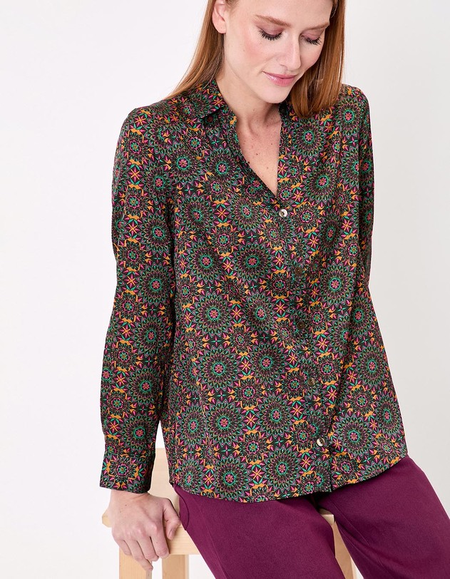 Chemise droite satin&eacute;e imprim&eacute; La Fianc&eacute;e