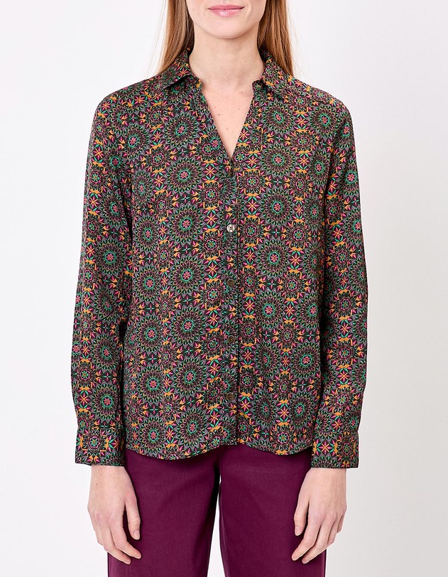Chemise droite satin&eacute;e imprim&eacute; La Fianc&eacute;e