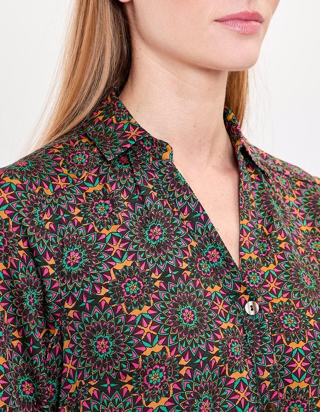 Chemise droite satin&eacute;e imprim&eacute; La Fianc&eacute;e