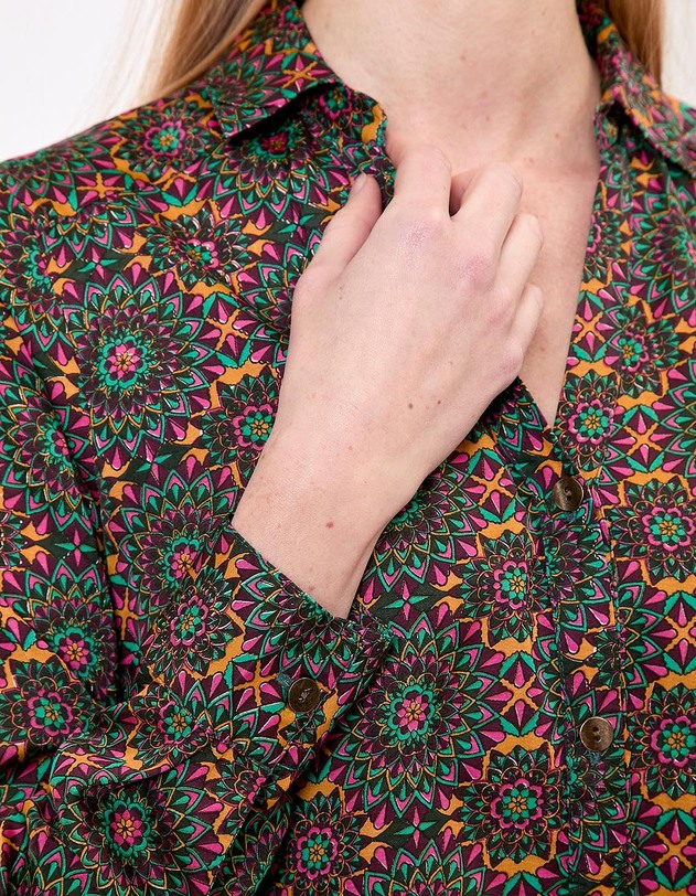 Chemise droite satin&eacute;e imprim&eacute; La Fianc&eacute;e