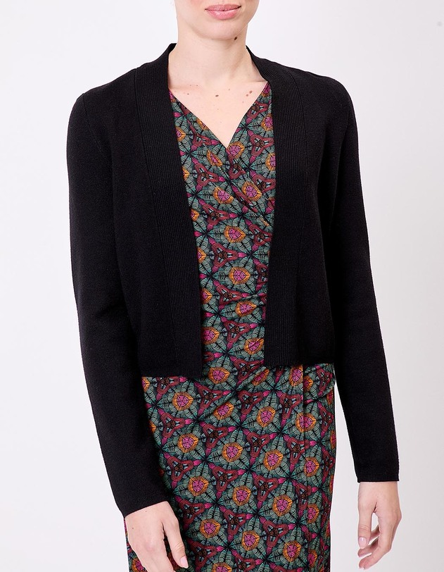 Gilet court maille uni femme imprim&eacute; La Fianc&eacute;e