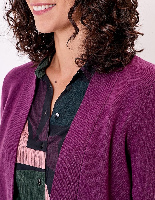 Gilet court maille uni femme imprim&eacute; La Fianc&eacute;e
