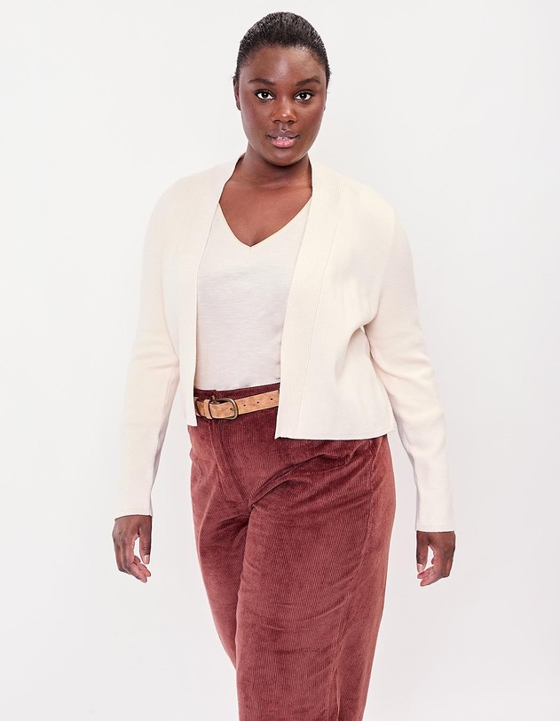 Gilet court maille uni femme imprim&eacute; La Fianc&eacute;e