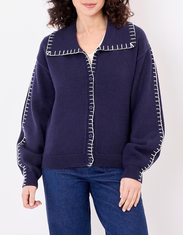 Gilet maille col chemise imprim&eacute; La Fianc&eacute;e