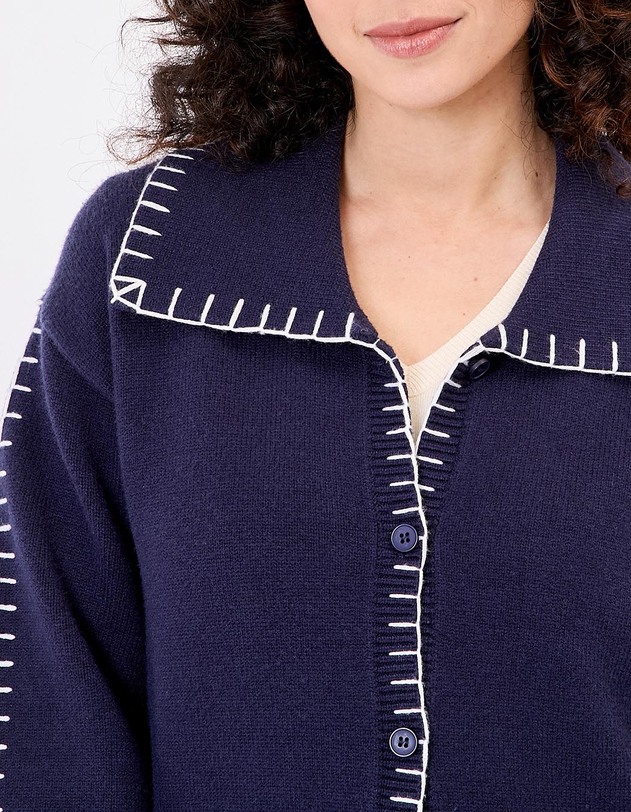 Gilet maille col chemise imprim&eacute; La Fianc&eacute;e