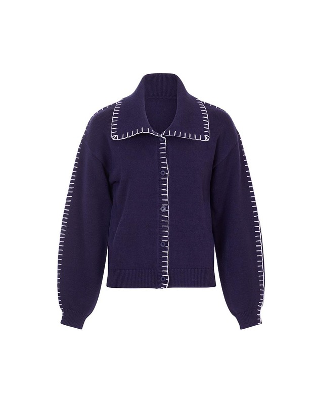 Gilet maille col chemise imprim&eacute; La Fianc&eacute;e