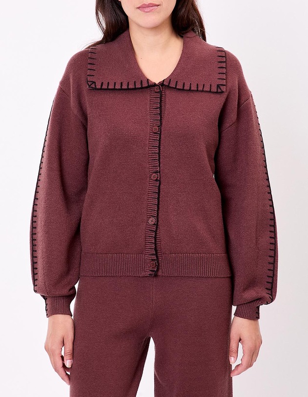 Gilet maille col chemise imprim&eacute; La Fianc&eacute;e