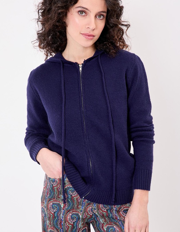 Gilet zipp&eacute; maille &agrave; capuche imprim&eacute; La Fianc&eacute;e