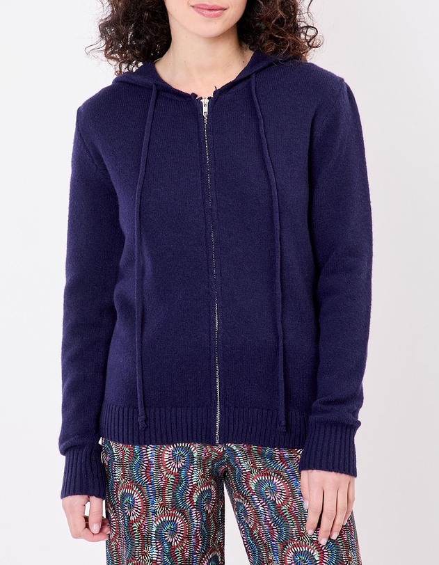 Gilet zipp&eacute; maille &agrave; capuche imprim&eacute; La Fianc&eacute;e
