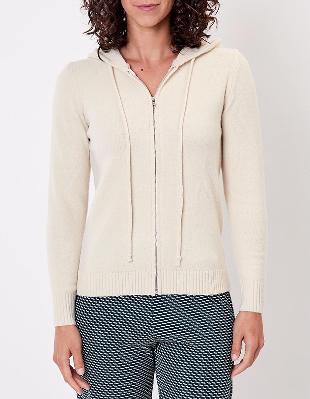 Gilet zipp&eacute; maille &agrave; capuche imprim&eacute; La Fianc&eacute;e