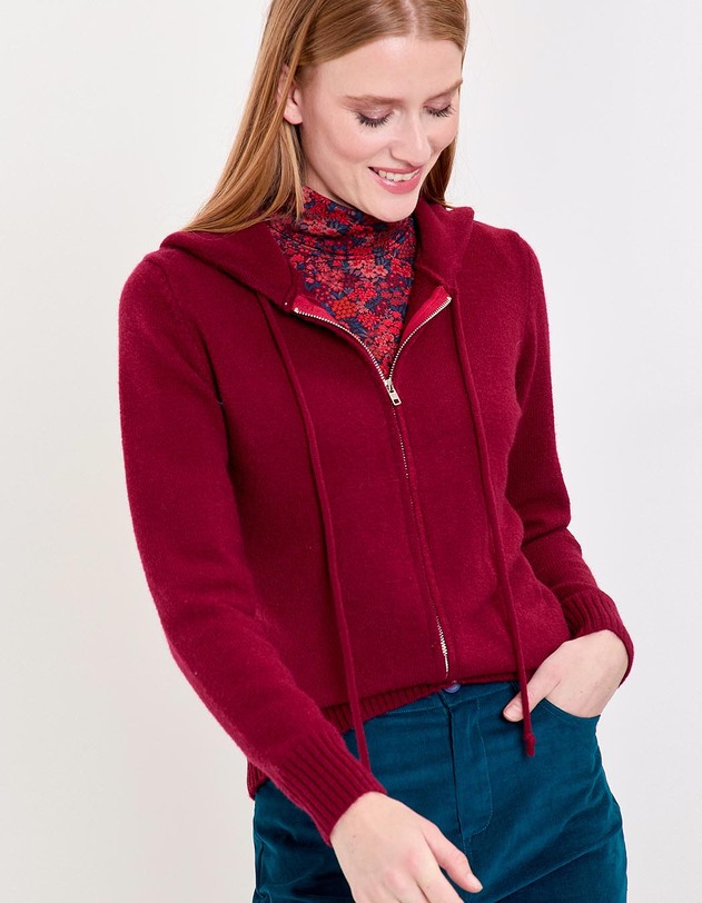 Gilet zipp&eacute; maille &agrave; capuche imprim&eacute; La Fianc&eacute;e