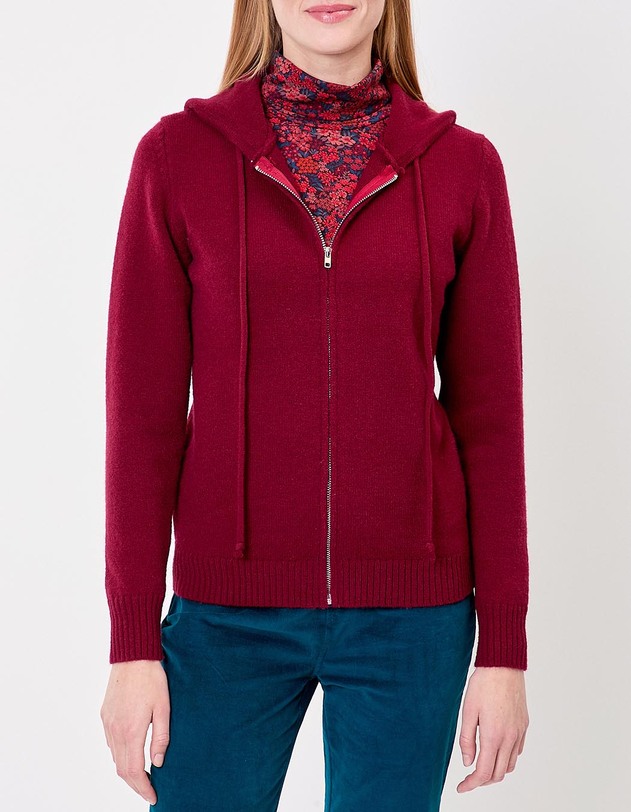 Gilet zipp&eacute; maille &agrave; capuche imprim&eacute; La Fianc&eacute;e