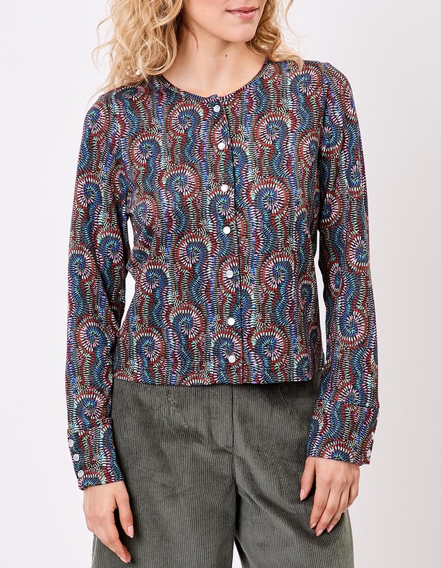 Gilet maille fine boutonn&eacute;e imprim&eacute; La Fianc&eacute;e