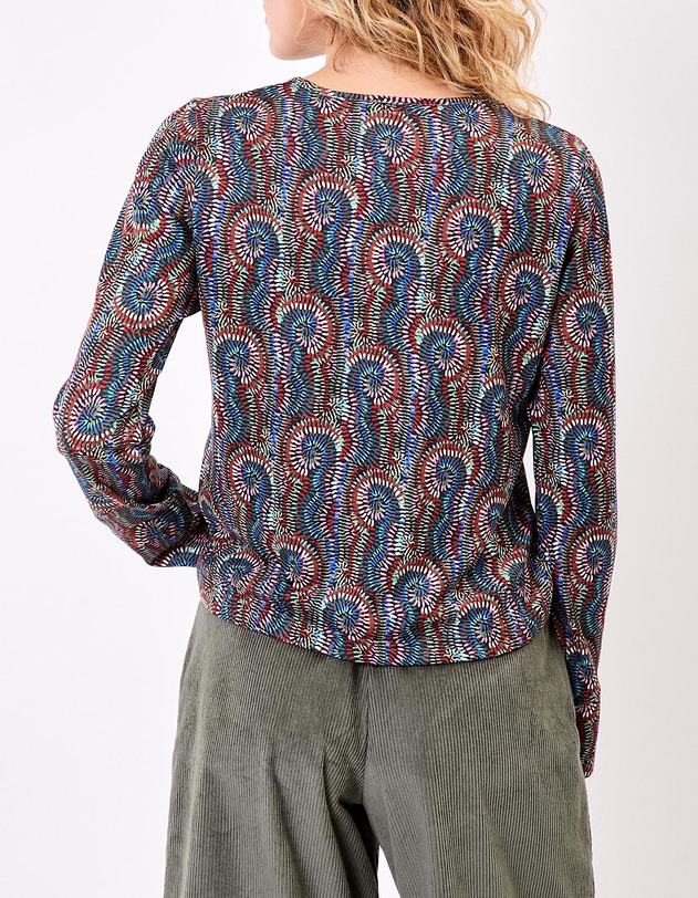 Gilet maille fine boutonn&eacute;e imprim&eacute; La Fianc&eacute;e