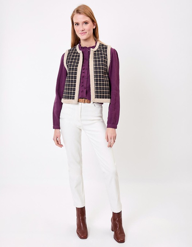 Gilet sherpa sans manche r&eacute;versible imprim&eacute; La Fianc&eacute;e