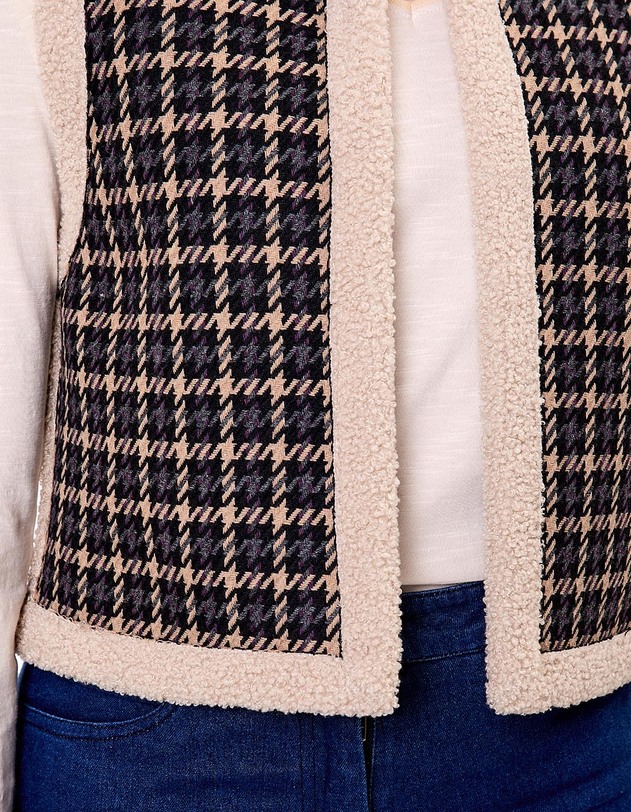Gilet sherpa sans manche r&eacute;versible imprim&eacute; La Fianc&eacute;e