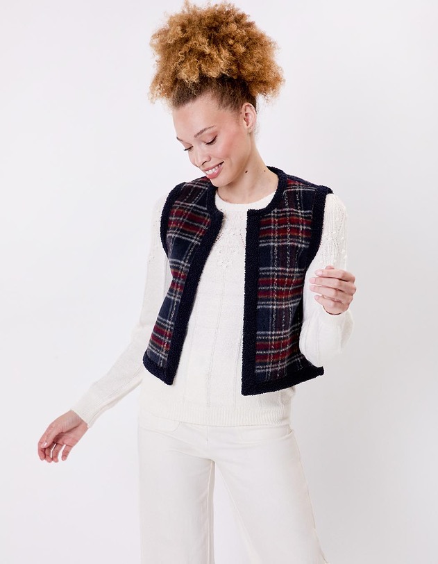 Gilet sherpa sans manche r&eacute;versible imprim&eacute; La Fianc&eacute;e