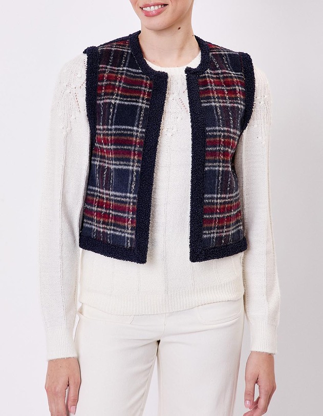 Gilet sherpa sans manche r&eacute;versible imprim&eacute; La Fianc&eacute;e