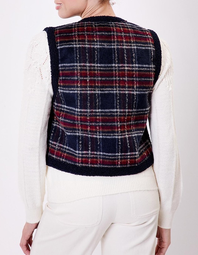 Gilet sherpa sans manche r&eacute;versible imprim&eacute; La Fianc&eacute;e