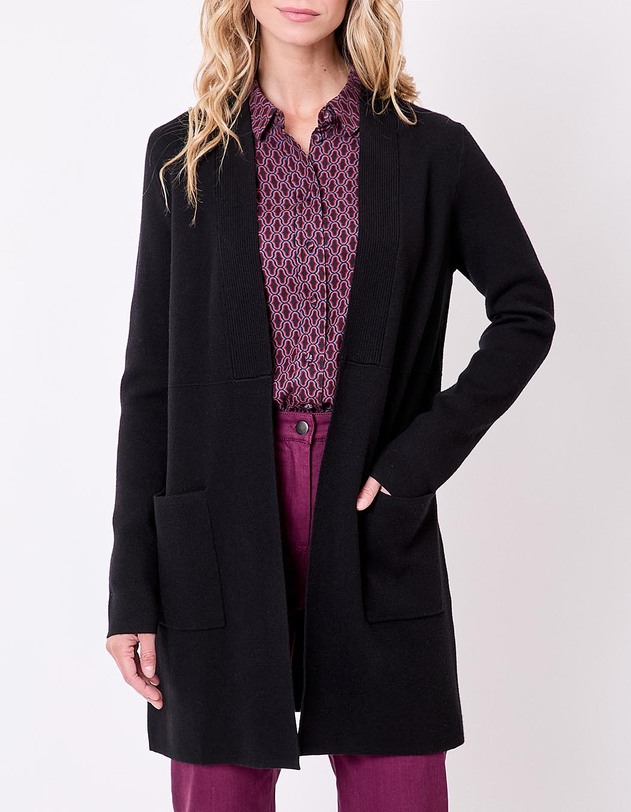 Gilet uni long en maille imprim&eacute; La Fianc&eacute;e