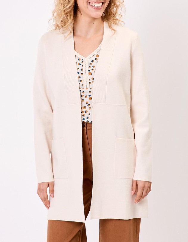 Gilet uni long en maille imprim&eacute; La Fianc&eacute;e