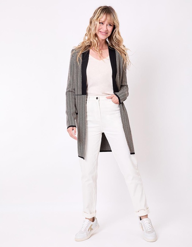 Gilet imprim&eacute; long en maille imprim&eacute; La Fianc&eacute;e