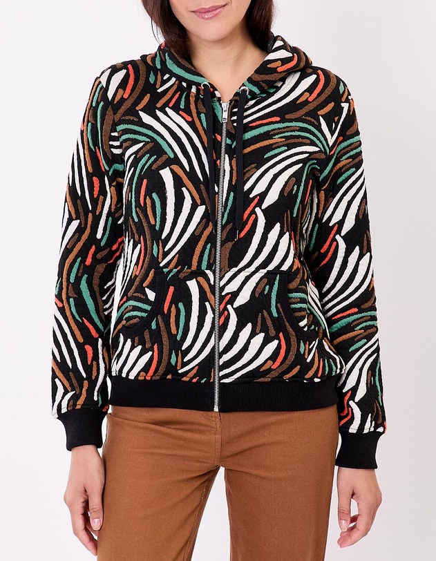 Sweat zipp&eacute; maille jacquard imprim&eacute; La Fianc&eacute;e