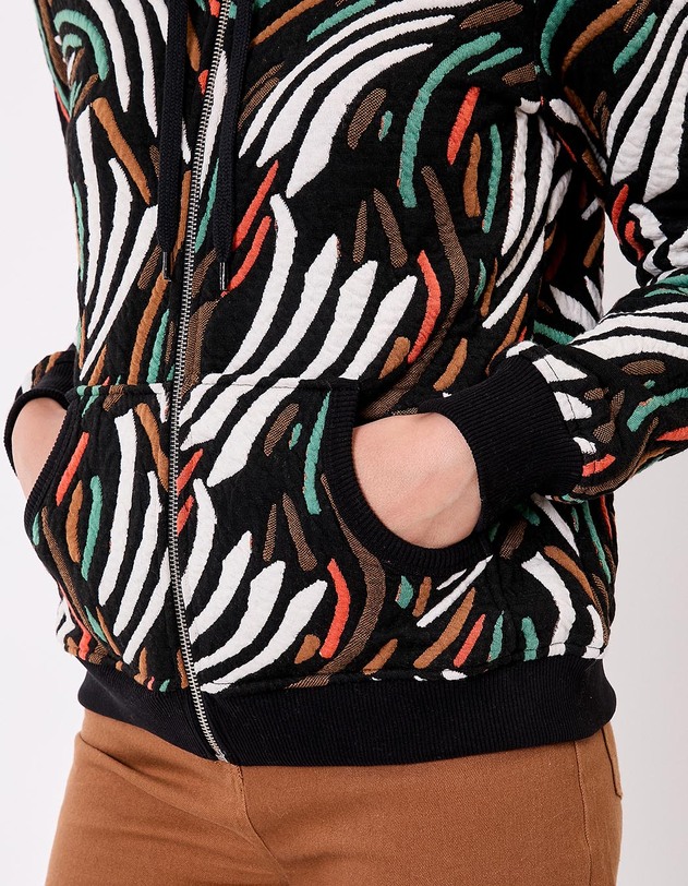 Sweat zipp&eacute; maille jacquard imprim&eacute; La Fianc&eacute;e