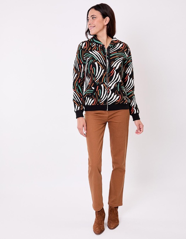 Sweat zipp&eacute; maille jacquard imprim&eacute; La Fianc&eacute;e