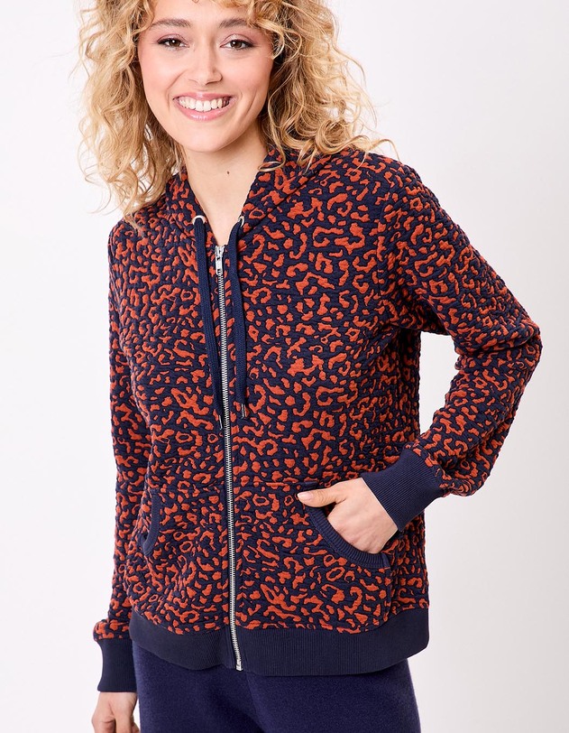 Sweat zipp&eacute; maille jacquard imprim&eacute; La Fianc&eacute;e