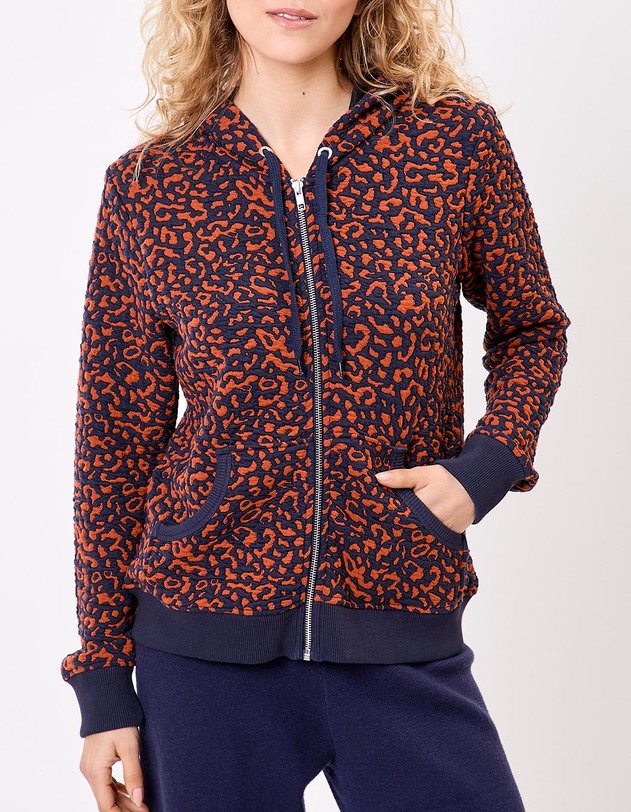 Sweat zipp&eacute; maille jacquard imprim&eacute; La Fianc&eacute;e