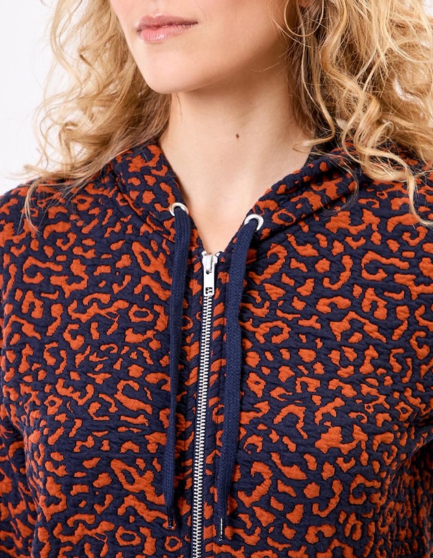 Sweat zipp&eacute; maille jacquard imprim&eacute; La Fianc&eacute;e
