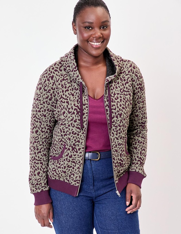 Sweat zipp&eacute; maille jacquard imprim&eacute; La Fianc&eacute;e