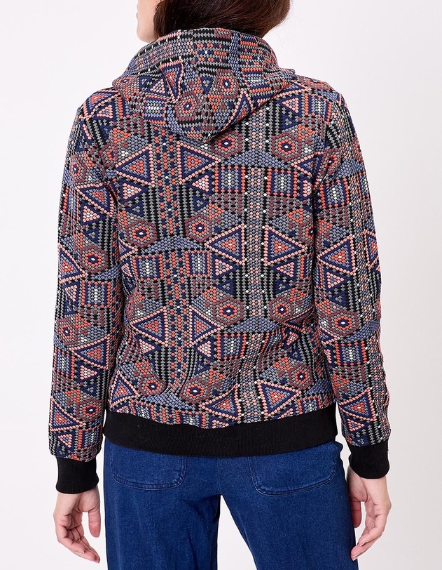 Sweat zipp&eacute; maille jacquard imprim&eacute; La Fianc&eacute;e