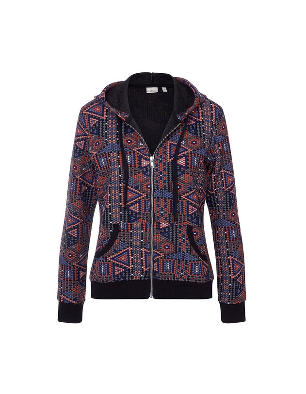 Sweat zipp&eacute; maille jacquard imprim&eacute; La Fianc&eacute;e