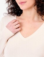 Pull maille col V femme imprimé La Fiancée