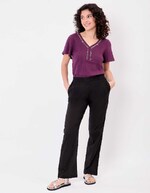 Pantalon droit voile de coton bio imprimé La Fiancée