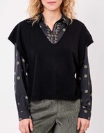 Pull maille sans manche imprimé La Fiancée