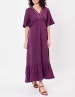 Robe longue évasée gaze de coton bio imprimé La Fiancée