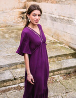 Robe longue évasée gaze de coton bio imprimé La Fiancée