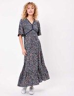 Robe longue évasée gaze de coton bio imprimé La Fiancée