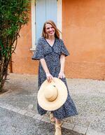 Robe longue évasée gaze de coton bio imprimé La Fiancée
