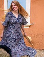 Robe longue évasée gaze de coton bio imprimé La Fiancée