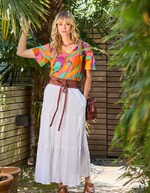 Top manches courtes voile de coton bio imprimé La Fiancée
