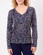 T-shirt col V imprim&eacute; coton bio imprim&eacute; La Fianc&eacute;e