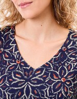 T-shirt col V imprim&eacute; coton bio imprim&eacute; La Fianc&eacute;e