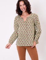 Blouse coton évasée manches longues imprimé La Fiancée