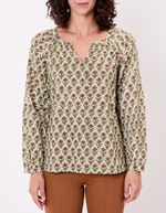 Blouse coton évasée manches longues imprimé La Fiancée