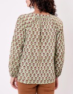 Blouse coton évasée manches longues imprimé La Fiancée