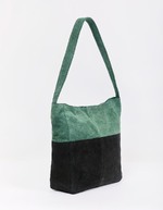 Sac besace bi-colore en cuir suédé imprimé La Fiancée
